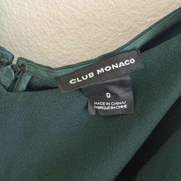 Club Monaco Ralph Lauren Midi Dress Size 0 Forest Green Open Cold Off Shoulder - Picture 5 of 14